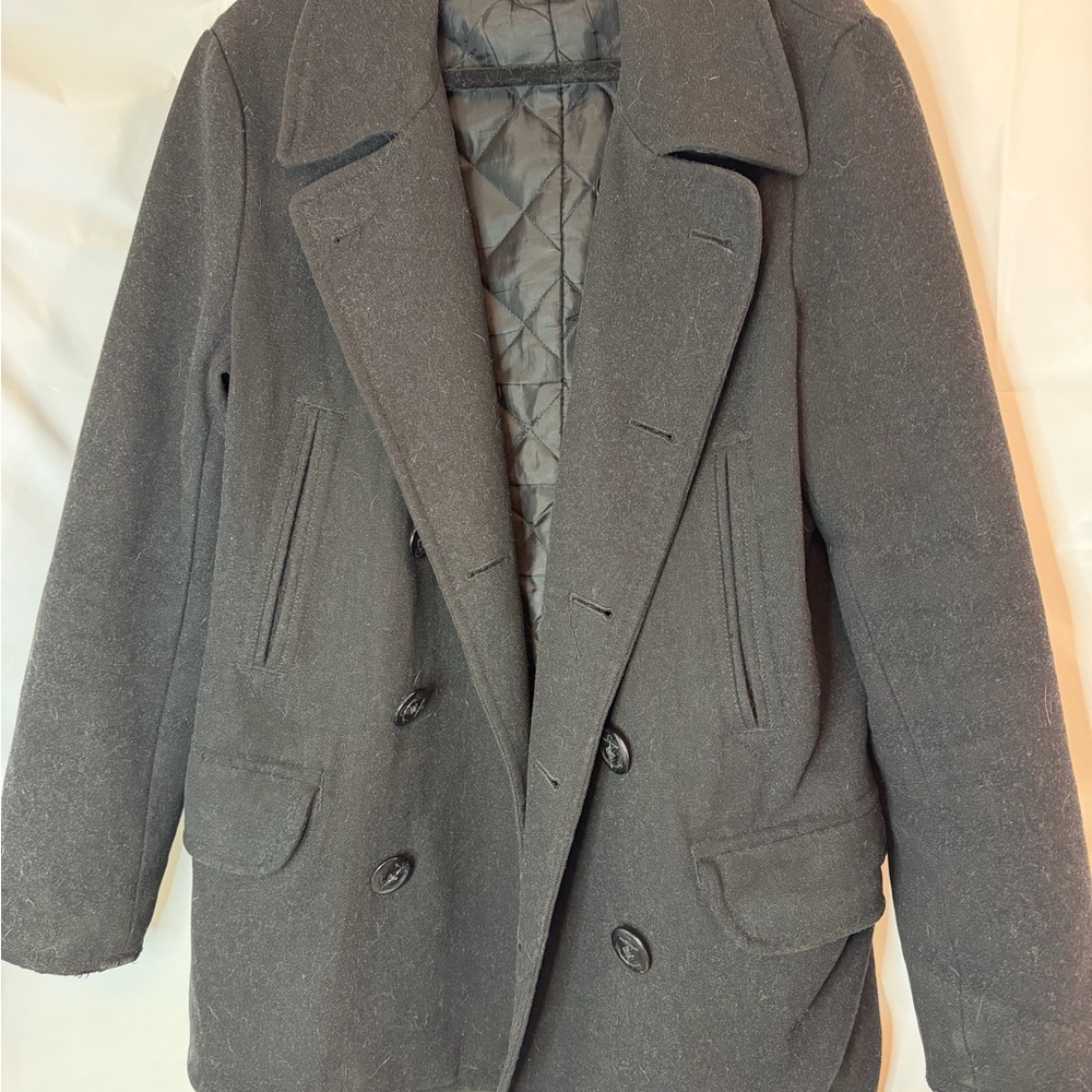 J.Crew Black Double-Breasted Dock Peacoat